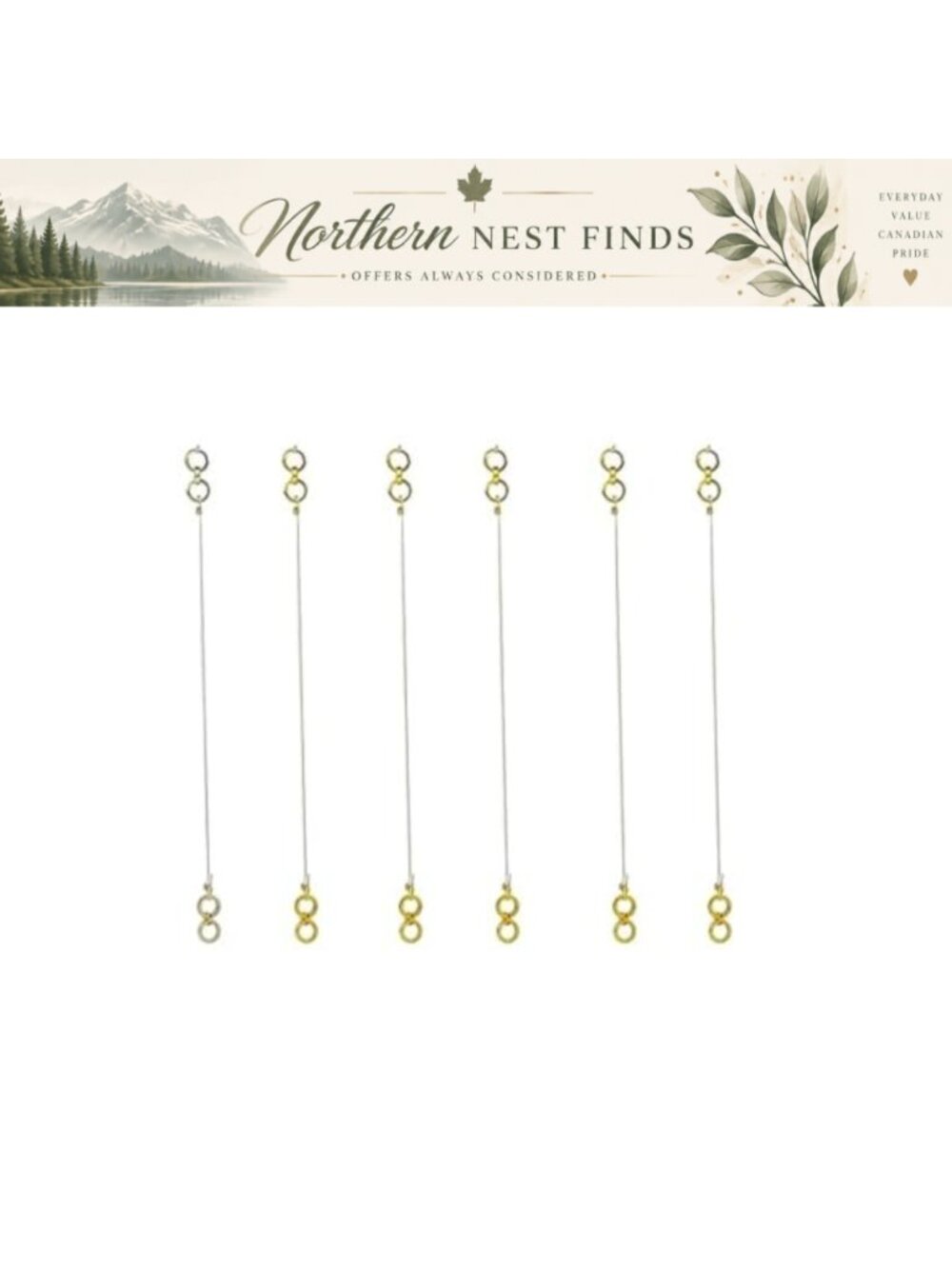 Gold Plated Elastic Earring Support Chains Pack of 6 Adjustable Lightweight
